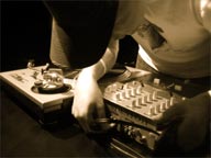 DJing with Jazzsnob at Grant and Green. Photo by Lilszeto.