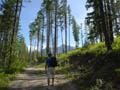 Heading back to camp after the 18th hole at the Disc Golf course in Canmore, AB. Photo by Geoff Sowrey