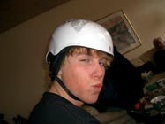 TJ Schiller wearing a helmet.